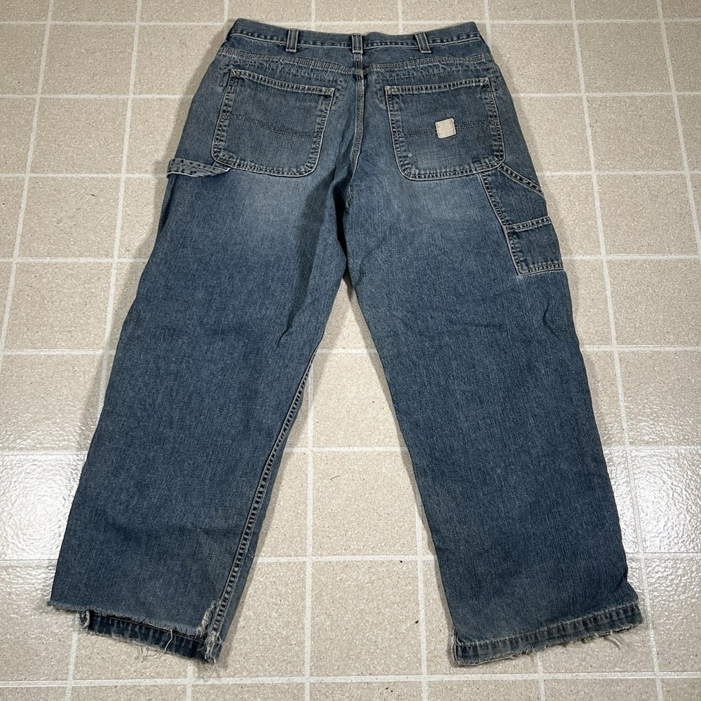 VTG Abercrombie Fitch Jeans 32x28 Blue Carpenter USA Made Baggy Pants Distressed
